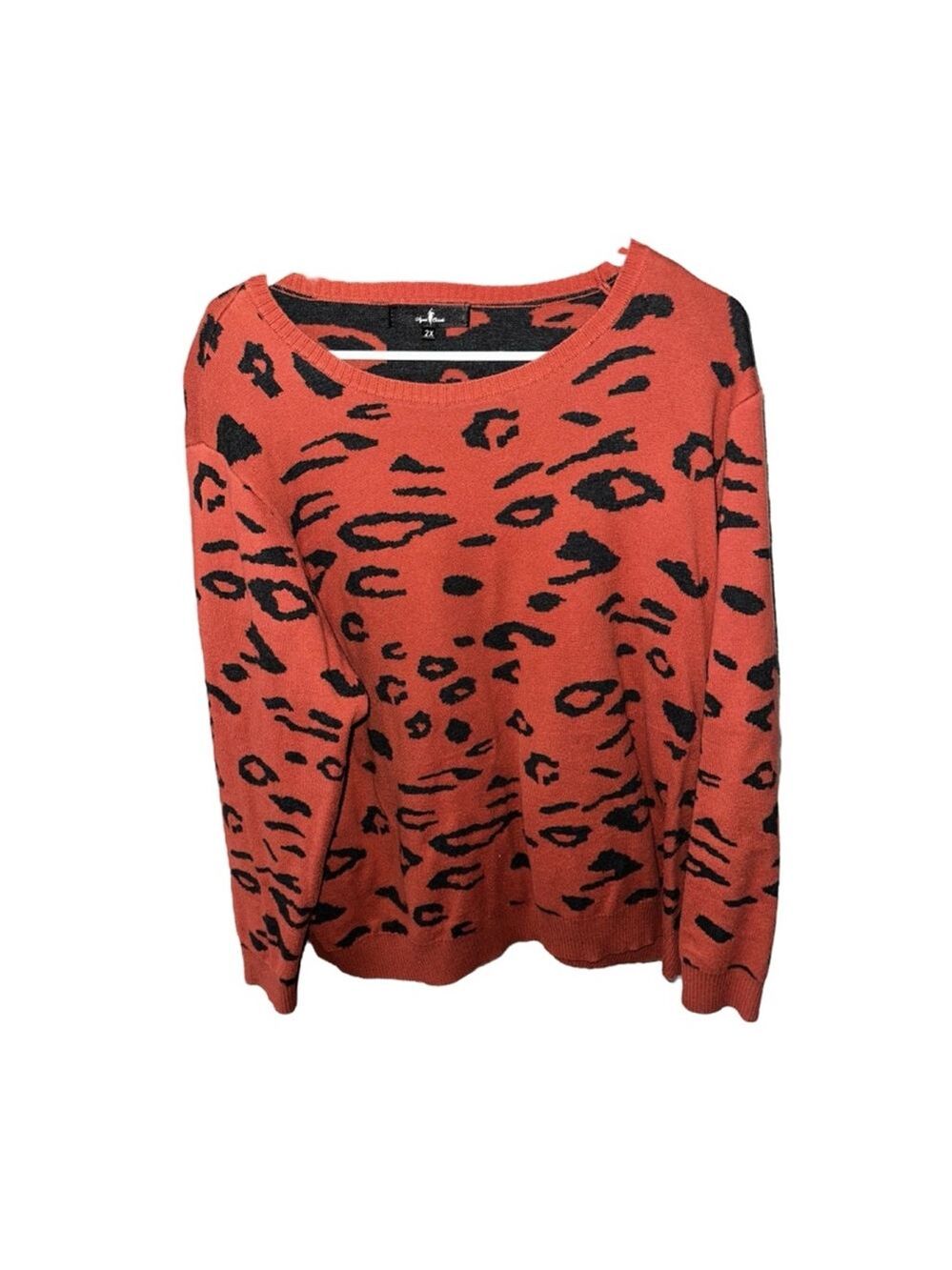 Agnes Orinda Women's Plus Leopard Print Long Sleeve Pullover Sweater - Picture 4 of 9